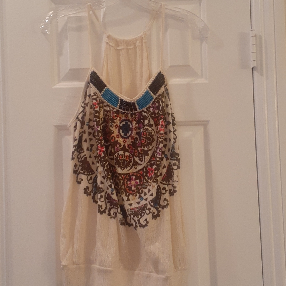*Gauze Beaded Tank Top LRG